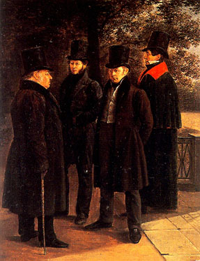 А. С. Пушкин, Н. И. Гнедич, В. А. Жуковский, И. А. Крылов. Г. Чернецов. Масло. 1832
